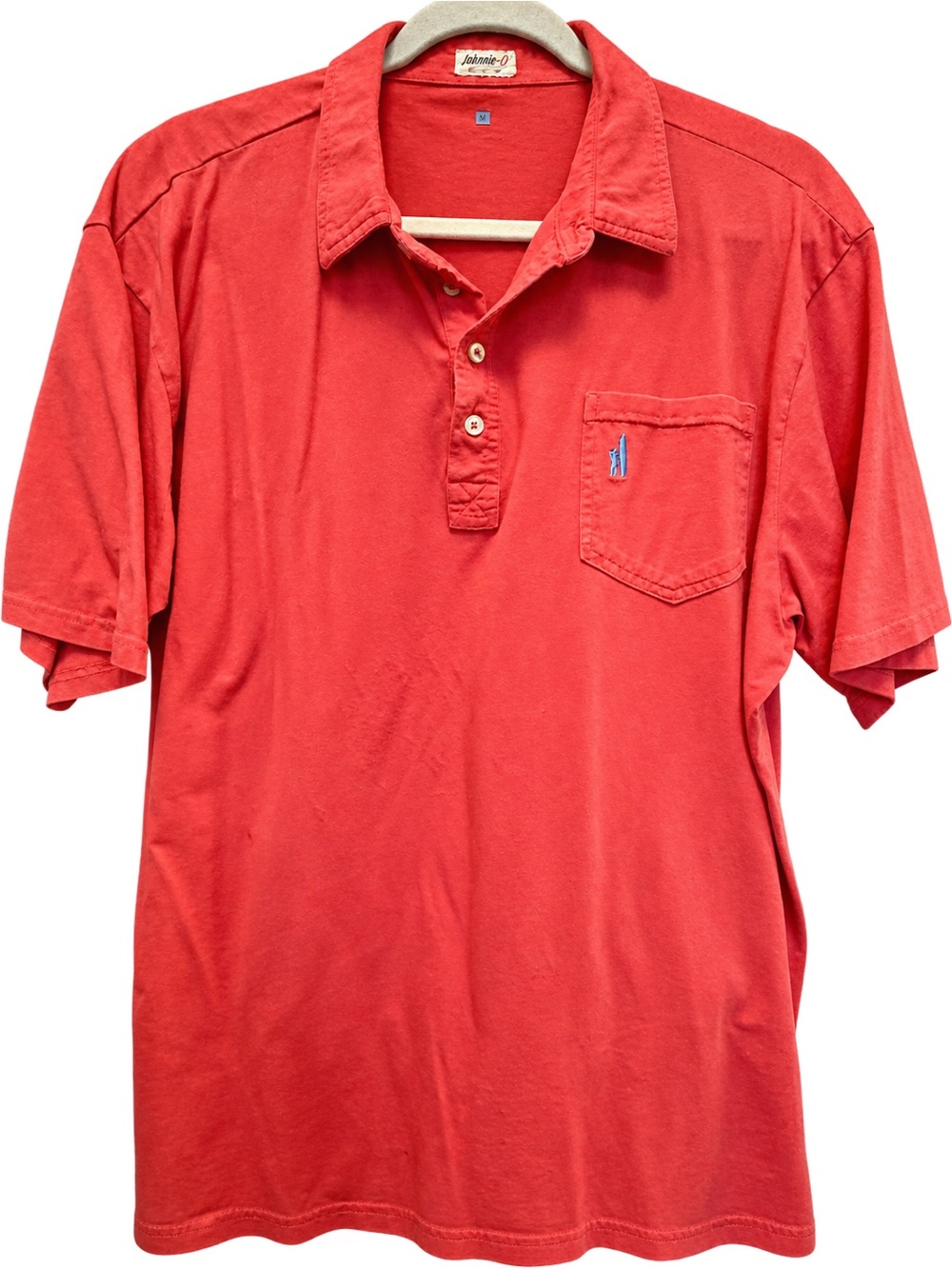 johnnie-O Coral-Red Short Sleeve Polo with Chest Pocket- XL